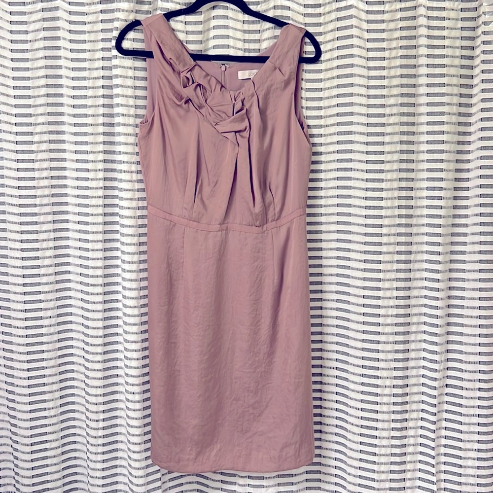 Ann Taylor LOFT Mauve Sheen Ribbon Waist Dress